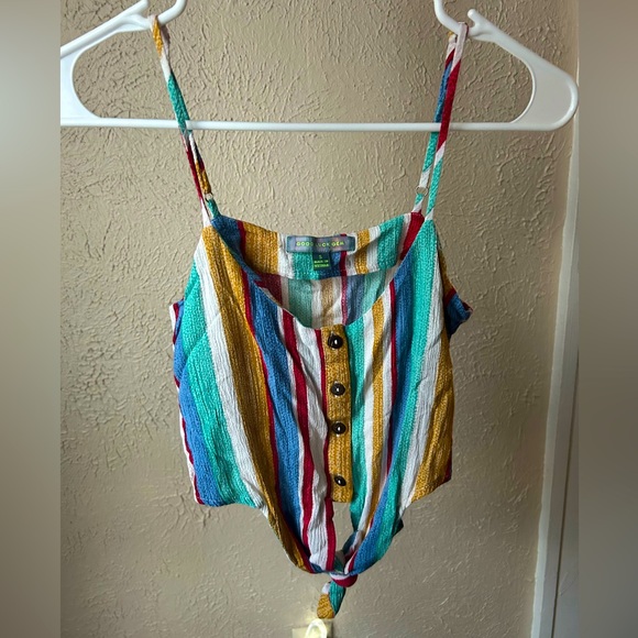 Good Luck Gem Crop Top Striped Sz Small - Picture 3 of 7